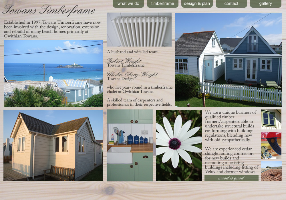 home page for towans timberframe